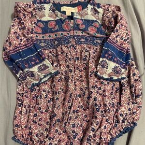 Pink Chicken Floral Bodysuit - Blue and Pink